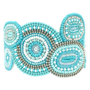 Soan Ovals And Circles Pattern Bracelet in Ocean.